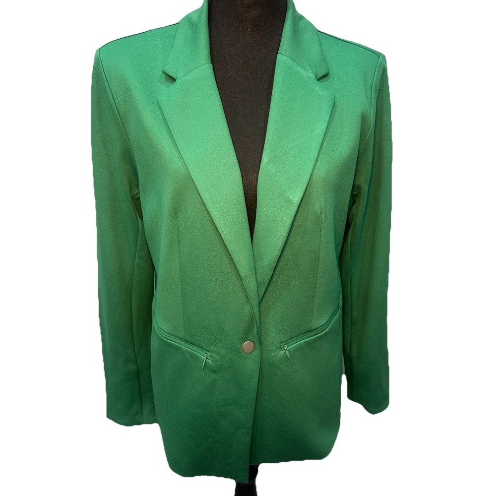 Wynne Layers Blazer Women's Medium Green Lining Long Sleeve Pockets Stretch